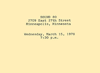 Sound 80 - Minneapolis, MN - March 15, 1978